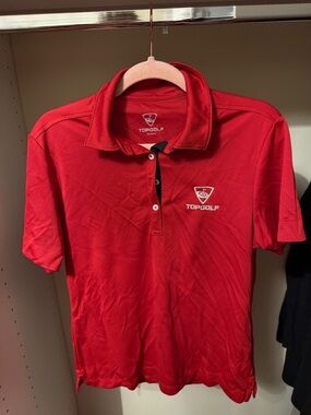 Women's Red Polo Button-Down Shirt
